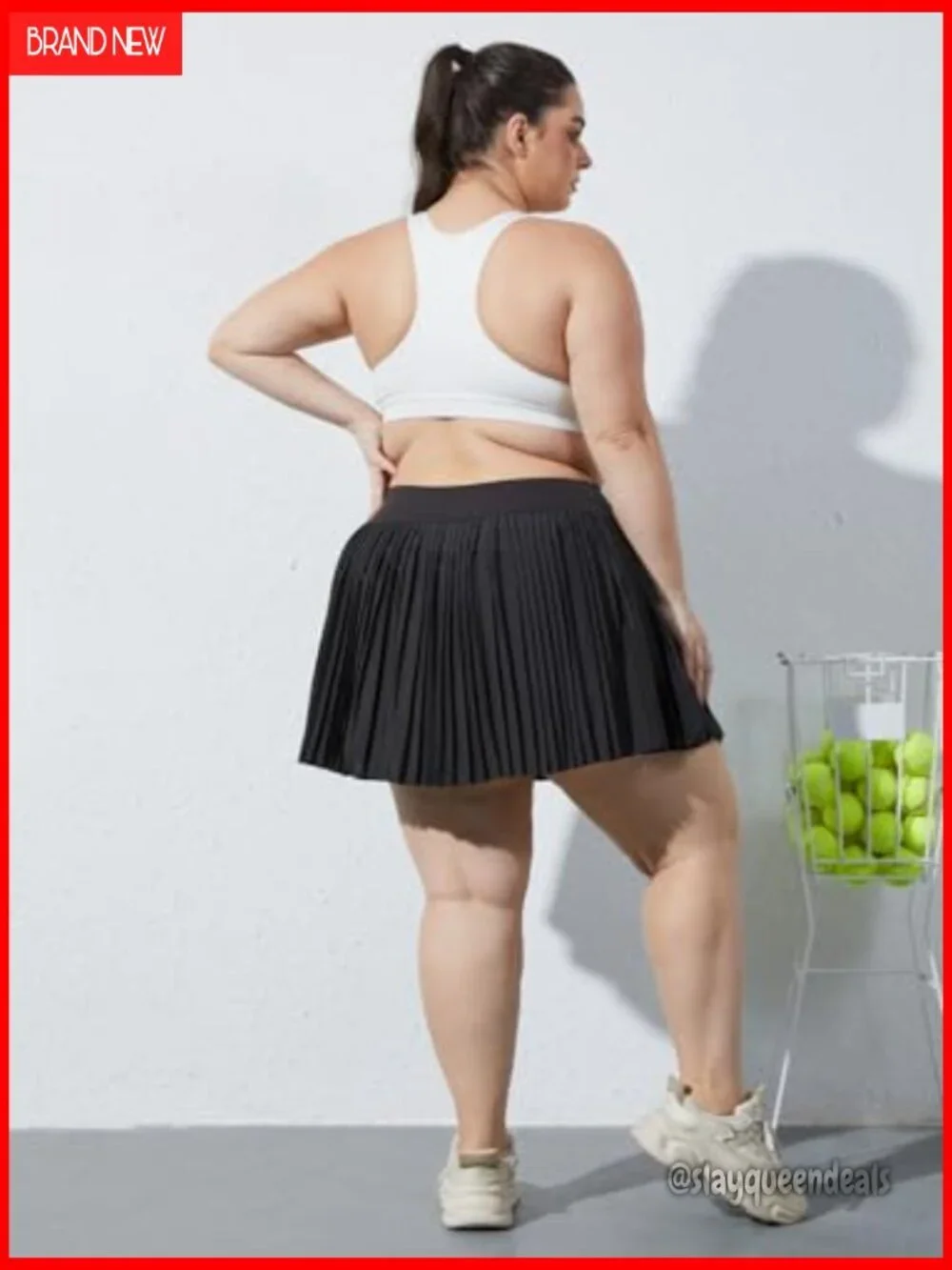 Plus Size Pleated Tennis Skirt with Pockets High Waisted Athletic Skort XL-5XL